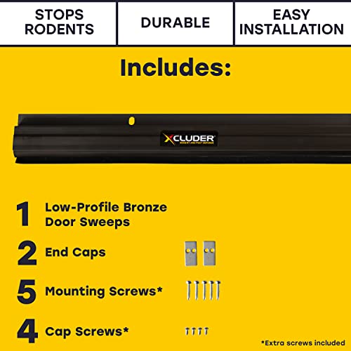 Xcluder 36 In. Low-Profile Door Sweep, Dark Bronze, Seals Out Rodents & Pests, Enhanced Weather Sealing, Easy To Install; Door Seal Rodent Guard; Rodent Proof Door Sweep #TOP1