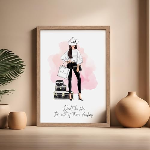 Image of Poster Master Don't Be Like The Rest of Them Darling Poster - Fashion Print - Positive Quote Art - Trendy Art - Gift for Women & Fashionista - Decor for Bedroom or Girls Room, 16x20 Beige Framed