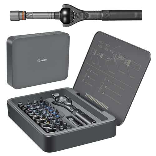 Image of Saker Upgraded Magnetic Screwdriver Set: 40-in-1 Ratchet Screwdriver Tool Kit with 180 Ball-Joint Handle - Portable S2 Bits Precision Repair Tool Set for Computer Phone Watch Camera Bike