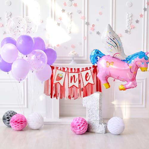 Image of Strawberry inchSweet One inch High Chair Banner - First Birthday Decorations for Girls, Berry-Themed High Chair Garland, 1st Birthday Photo Backdrop Prop for Baby Girl Party