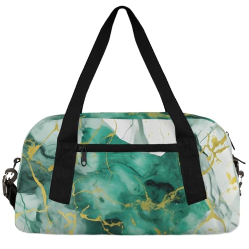 Emerald Green Marble Texture Kids Duffle Bag Boys Girls Small Sport Dance Gym Bag for Overnight Travel Weekender Carry On