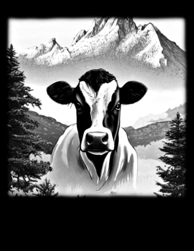 Carnet: Lignes A4 avec un motif animal - une conception animale de vache de la ferme dans l'impression imprimée Alps - mon livre pour tenir mes pensées et mes idées
