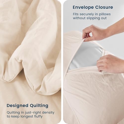 SLEEP ZONE Queen Comforter Set, Duvet Insert with Natural Wrinkle Texture, Cotton-Linen Feel, Lightweight and Breathable Fluffy Bedding Sets with 1 Comforter and 2 Pillow Shams (Beige) - image 4
