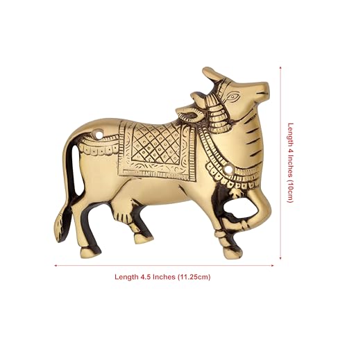 Image of Antique Brass Finish Cow Shape Door Hanging | Decorative Wall & Door Accent for Home Entrance | Traditional Indian Door Decor | Pooja Room, Main Door, Temple & Festive Decoration