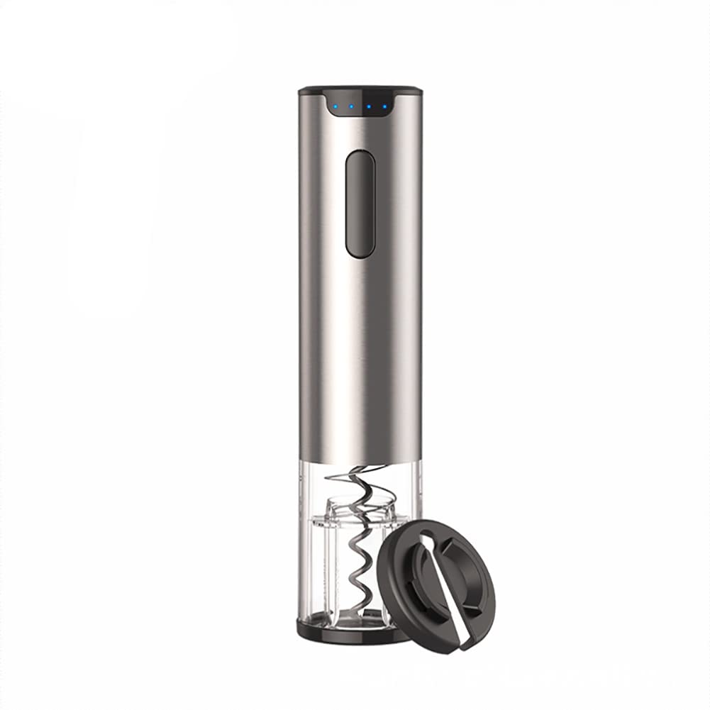 MRKU Ouvre-Bouchon électrique en Acier Inoxydable, Rechargeable, avec indicateur de Charge. Idéal pour la Maison, Les Restaurants, Les fêtes et comme Cadeau.