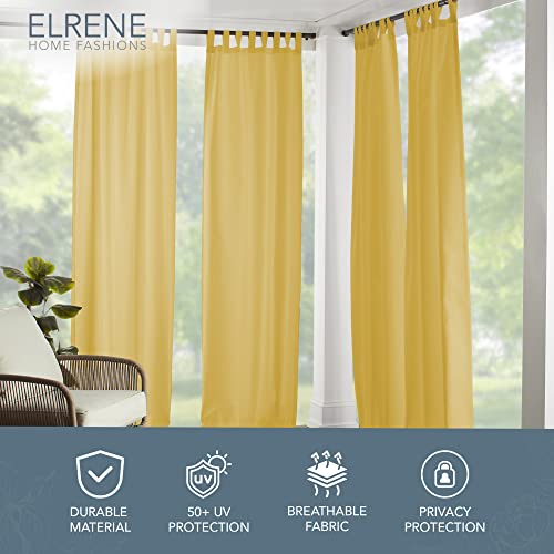 Elrene Home Fashions Matine Solid Tab-Top Indoor/Outdoor Curtain Panel, 52 Inches X 84 Inches, Yellow #TOP1