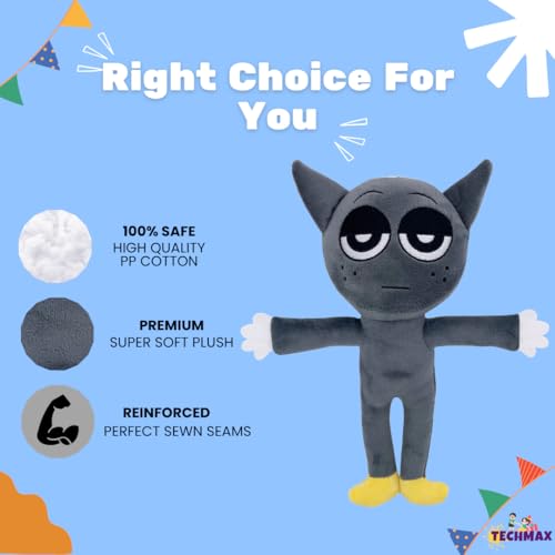 Image of Customized Text Standing Grey Sprunki Plush Toys