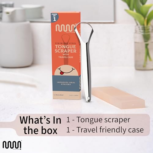 image for MasterMedi Tongue Scraper for Adults, 100% Stainless Steel Tongue Scru
