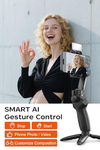 Estabilizador de teléfono FUNSNAP para iPhone gimbal con rastreador de IA y tres ejes 4
