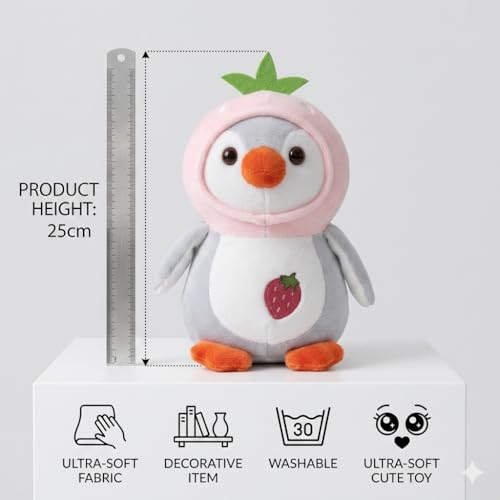 Image of 25cm Small Super Cute Long Soft Lovable Huggable Giant Life Size Teddy Bear Plush & Stuffed Toys | Decorative Plush Toy (Penguin)