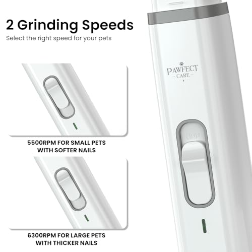 Dog Nail Grinder - 2-Speed Very Quiet Dog Claw Grinder with LED Light, Safe Pet Nail Trimmer for Small, Medium & Large Dogs and Cats - Image 6