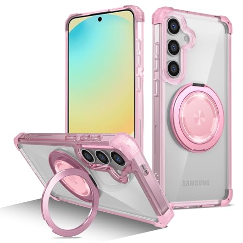 Funda Samsung S24 FE rosa YOUULAR Golden Shield con soporte de rotación