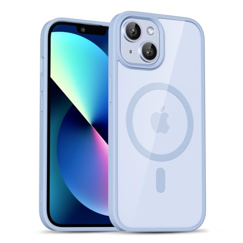 uvcoat for iPhone 13 Case Clear Compatible with Magsafe Case Transparent, Ultra Slim Thin Magnetic Cases Soft Silicone & Hard Plastic Clear Back, Cute Mag Safe Cell Phone Cover, Light Blue