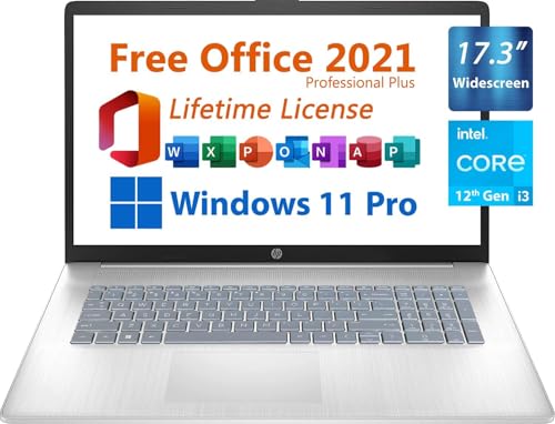 HP 2024 17.3" Business Laptop, Widescreen FHD 1920x1080 Display,Free Microsoft Office 2021 with Lifetime License, Intel 6-Core i3-1215U 4.4 GHz,16GB RAM,1TB PCIe SSD, Type C, Windows 11 Pro