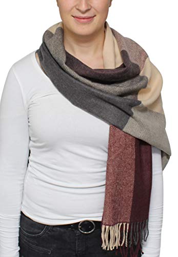 Giorgio Rimaldi Écharpe à carreaux pour femmes et hommes - Écharpe de plafond XXL 60 x 200 cm - Écharpe d'hiver surdimensionnée avec motif à carreaux - Stola Chaud et doux Cover