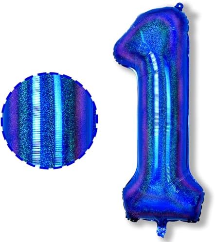 Dark Blue Number 1 Balloons, 40 Inch Navy Royal Blue Foil 1 Balloons Decor, Giant Helium Globos Azules Marino Self Inflating 1 Number Balloon for Kids 1st Birthday Graduation Party Decoration Supplies
