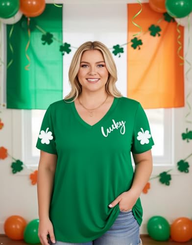 Image of ForHailey Women's Plus Size Short Sleeve Tee Shirt V Neck Basic Ladies Loose Fit T Shirt 1X-5X