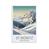 PuPLuM St. Moritz Schweiz Vintage-Reiseposter, Querformat, 