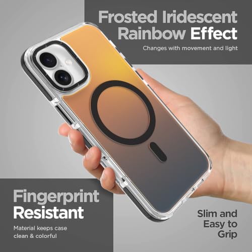 Image of Magnetic Case for iPhone 16 Plus [Compatible with Magsafe] [Cute Fashion Fluorescent Design] [1 Screen Protector] Slim Translucent Matte Case for iPhone 16 Plus 6.7 inch 2024, Black