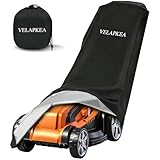 VELAPKEA Push Lawn Mower Cover, Waterproof Heavy Duty 600D Polyester, All-Season Outdoor Protection, Double Drawstring Secure Fit, Fits Most Top Brands, Includes Storage Bag, Black