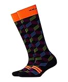 Blickdichte Skisocken bunt zum Ski fahren; Socke drückt nicht durch flache Naht an den Zehen; idealer Artikel ohne nasse Füße für den Winter; Skistrumpf für Frauen, Mädchen und Teenager