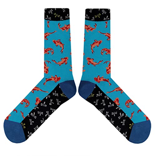 Coy Pond Dress Socks Funny Novelty Crazy Fun Design Men Size 8-12 Cotton Casual Crew Colorful Funky Fancy Socks Gift for Men2
