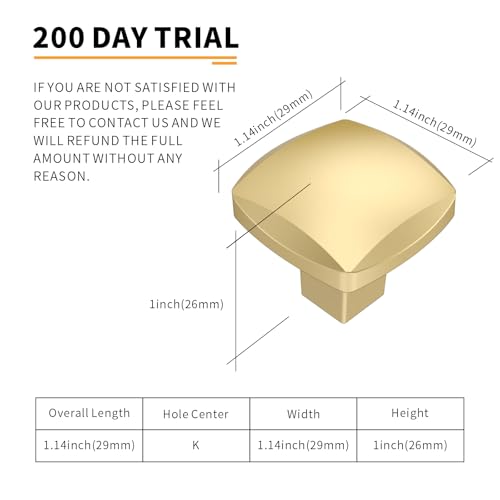 Image of 10 Pack Brushed Gold Cabinet Knobs Kitchen Gold Cabinet Pulls Solid Zinc Alloy Cabinet Hardware for Drawers
