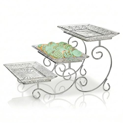 Godinger Dublin 3- Tiered Serving Stand for party and Event Dessert and Food Display Server