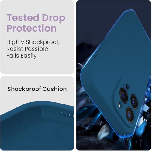 Image of DIZORO Square Microfiber Candy Case Compatible for iPhone 16 Pro Shockproof Slim Back Cover Liquid Silicone Case - Blue