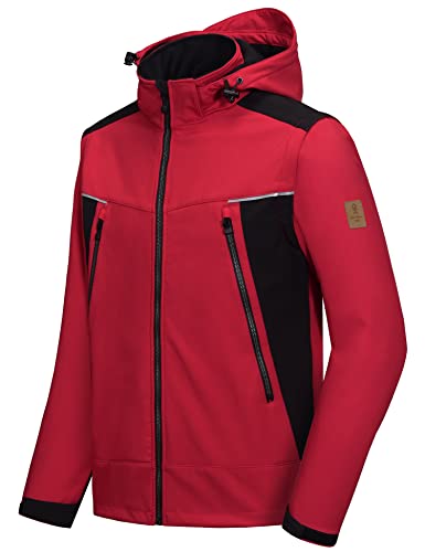 Little Donkey Andy Men's Waterproof Softshell Jacket With Detachable Sleeves And Hood, Fleece Mountain Ski Snow Rain Coat Red Size Xl #TOP23
