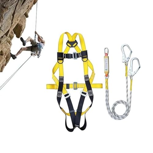Generico Imbracatura anticaduta, Imbracatura Di Sicurezza Per Tetto Con Corda Linea Vita | Set Protezione Anticaduta Con Corda Da 300 Cm E Fibbie In Acciaio Per Lavori Edili
