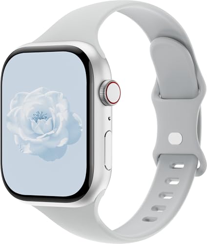 Image of Thin Silicone Band Compatible with Apple Watch 41mm 38mm 40mm 46mm 45mm 42mm 44mm, Slim Narrow Replacement Sport Strap Wristband for iWatch Series 11 10 9 8 7 6 5 4 SE Ultra 3 2 1 Women Men