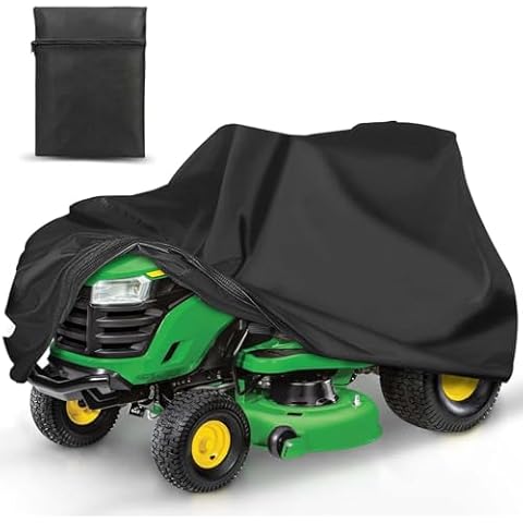 OBTANIM Outdoors Waterproof Lawn Mower Cover Heavy Duty Polyester Oxford UV Dust Protection Lawn Tractor Cover Fits Up to 54" with Drawstring and Storage Bag Cover