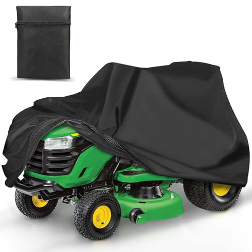 OBTANIM Outdoors Waterproof Lawn Mower Cover Heavy Duty Polyester Oxford UV Dust Protection Lawn Tractor Cover Fits Up to 54" with Drawstring and Storage Bag