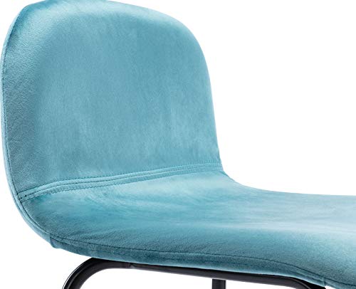 Guyou Modern 25.8\" Kitchen Stools Slipper Chair Set of 4, Upholstered Velvet Counter Height Stools Armless with Low Back and Metal Footrest,Blue - Thumbnail 2