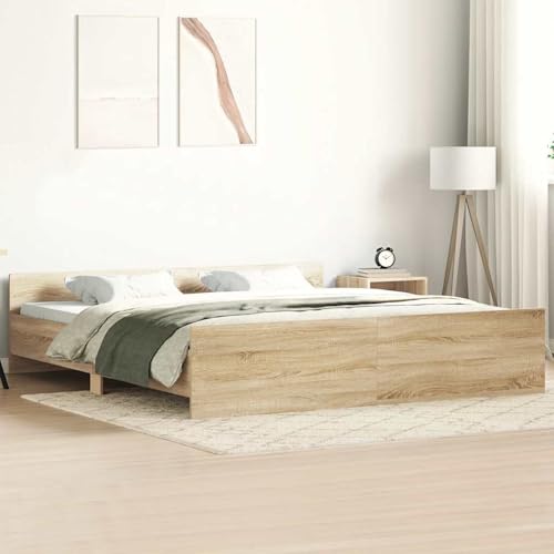 Rantry Struttura Letto con Testiera e Pediera in Rovero Sonoma