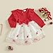 Gureui Toddler Baby Girl Christmas Dress Long Sleeve Candy Cane Dresses Infant Mesh Outfit (A Red, 12-18 Months)