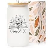 SteadStyle 30th Birthday Gifts for Women - 16oz Frosted Glass Cup with Lids and Straw, 30 Year Old Birthday Gifts for Her, Happy 30s Birthday Decoration for Sister, Friends, Daughter, Wife, Co-Worker