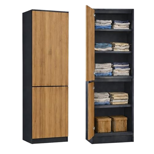 Home Collective Kleiderschrank, Garderobenschrank, Mehrzweckschrank 2-türig mit 5 Einlegeböden | Viâ€¦ – Miniatur