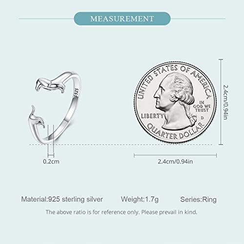 Mundell 925 Sterling Silver Cute Dachshund Open Rings Puppy Dog Adjustable Rings For Women Animal Stacking Rings Statement Rings Fine Jewelry #TOP6