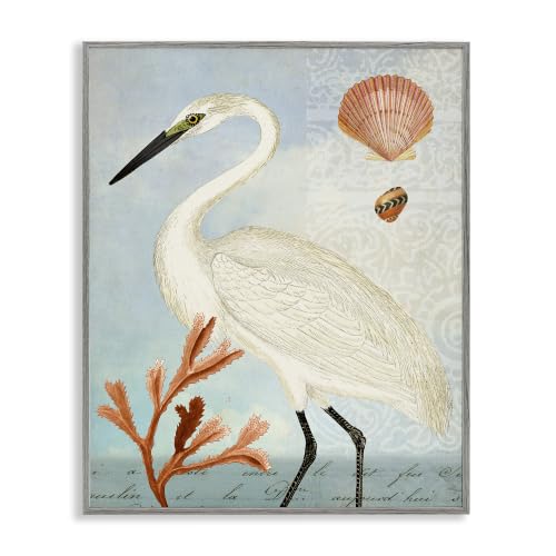 Traditional Egret Nautical Aquatic, 24 x 30 Inch Framed Giclée Print