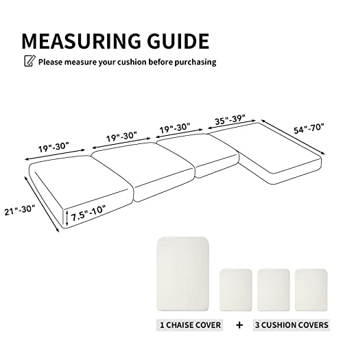 Image of Easy-Going Stretch 4 Pieces Couch Cushion Covers for Sectional Sofa L Shape