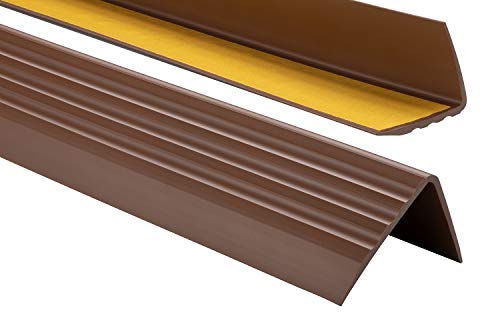 ProfiPVC Perfil de PVC autoadhesivo de borde para escaleras 50mm x 40mm en Forma de L, Tiras antideslizantes para peldaños, Esquina para cantos - Cantonera Protector, 100cm, Marrón Cover