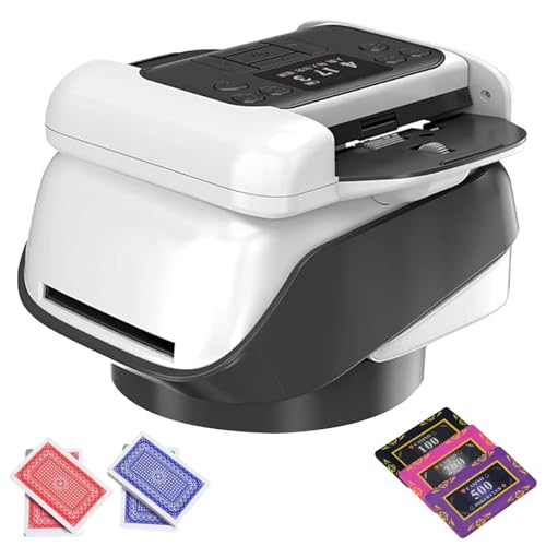 2-in-1 Automatic Card Shuffler and Dealer Machine,360°Rotating 2 Decks Card Electric Poker Dealer Machine,for UNO Shuffler Card Machine Apply to Blackjack Texas Hold'em Game Cards, Support 8 Players