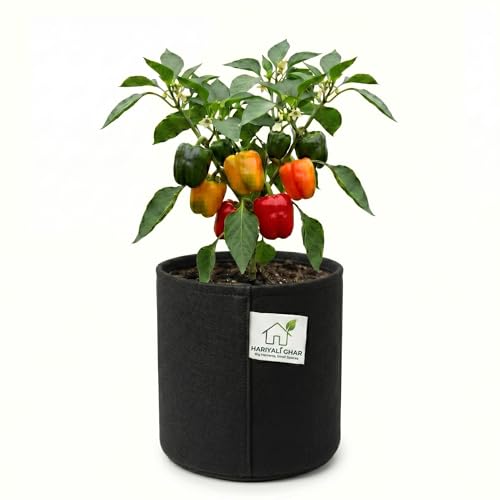 Image of 400 GSM Geo Fabric Round Grow Bags 24x24 Inch, Black Planting Bags for Terrace and Kitchen Gardening Pack of 1
