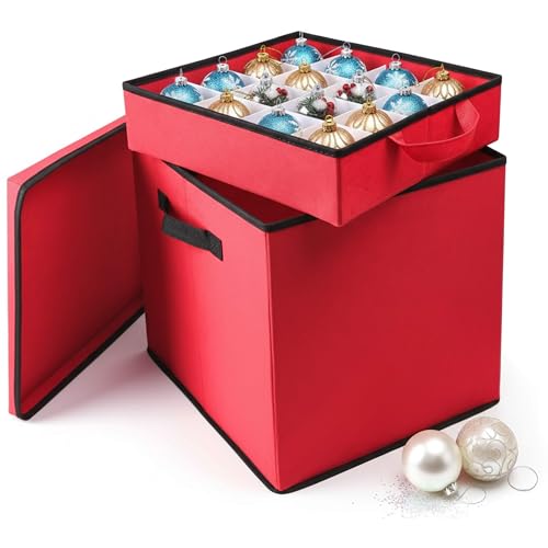 ADEPTNA Heavy Duty Christmas tree Bauble Decoration Storage Case with 4 trays – Holds up to 64 Baubles - Space Saving Stylist Collapsible Design