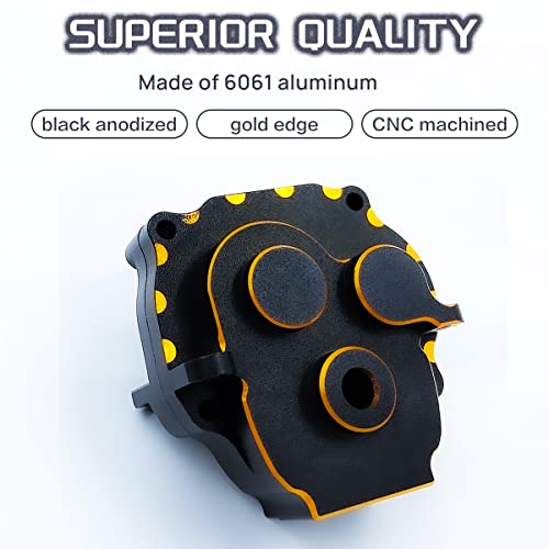 Hoplex Cnc Aluminum Transmission Case Gearbox Housing For 1/18 Trx4M Rc Crawler Upgrades Parts(Black Gold) #TOP1