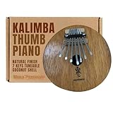 World Percussion USA Kalimba Thumb Piano - 7 keys - Tunable - Natural Coconut Shell - 6-7