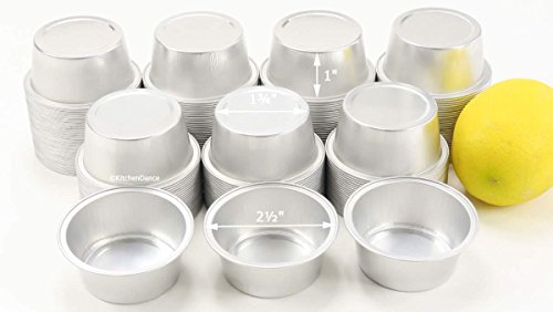Kitchendance Disposable Aluminum Mini Baking Cups/Dessert Cups- 1-1/2 Oz Capacity- Pack Of 100 (Without Lids, Silver) #TOP3