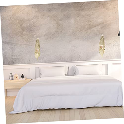 Osaladi 2 Pcs Candlestick Wedding Decor Vintage Decor Nordic Decor Leaf Tealight Candle Holder Chic Wall Adorn Holiday Tealight Holder Hanging Candleholder Wall Mounted Candle Holder Flat #TOP3